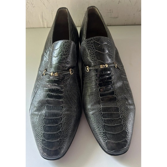 Moreschi Ostrich Leather Loafers Made In Italy Men's Size 13 - Picture 13 of 16
